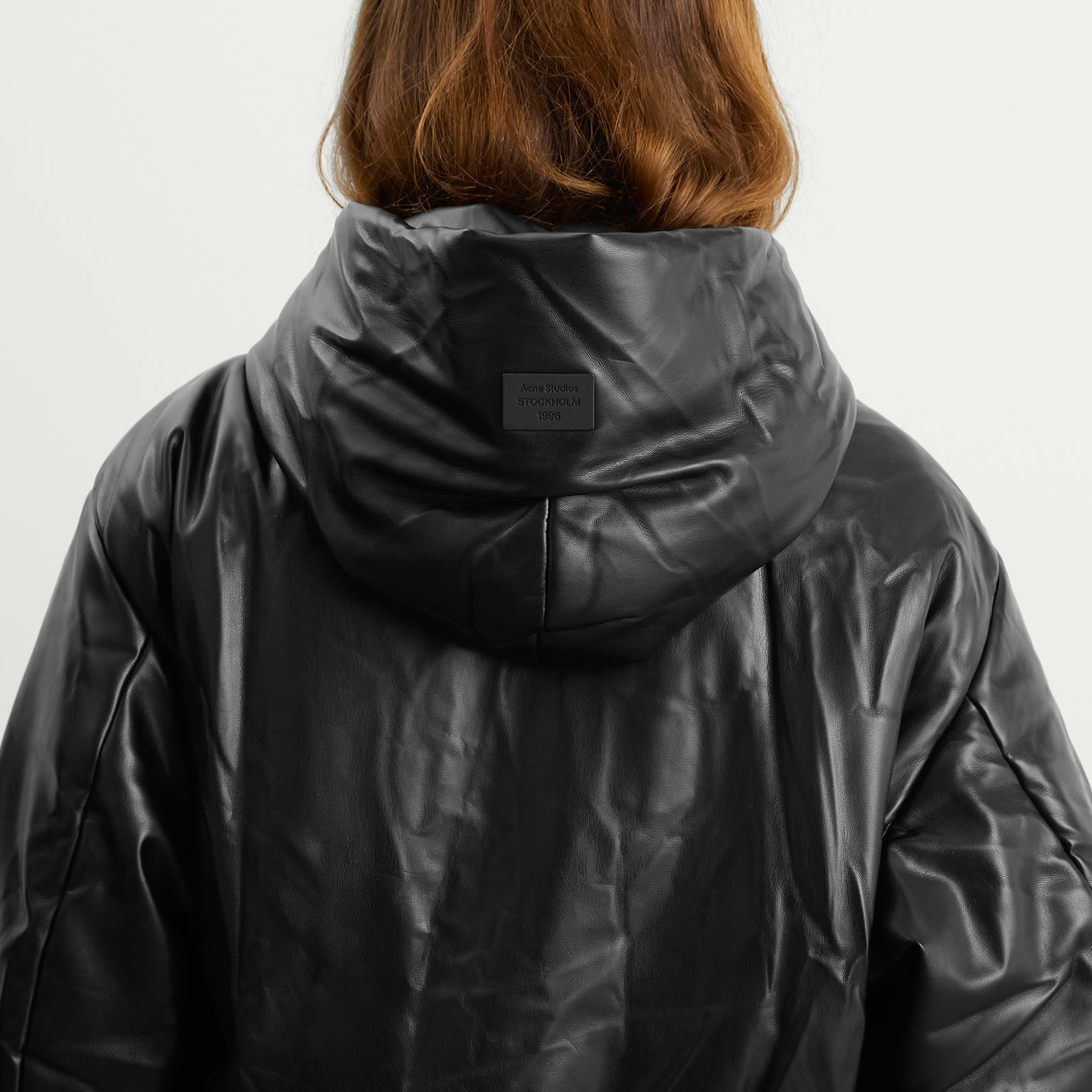 Women's Offy Grainy Faux Leather Hooded Coat Black