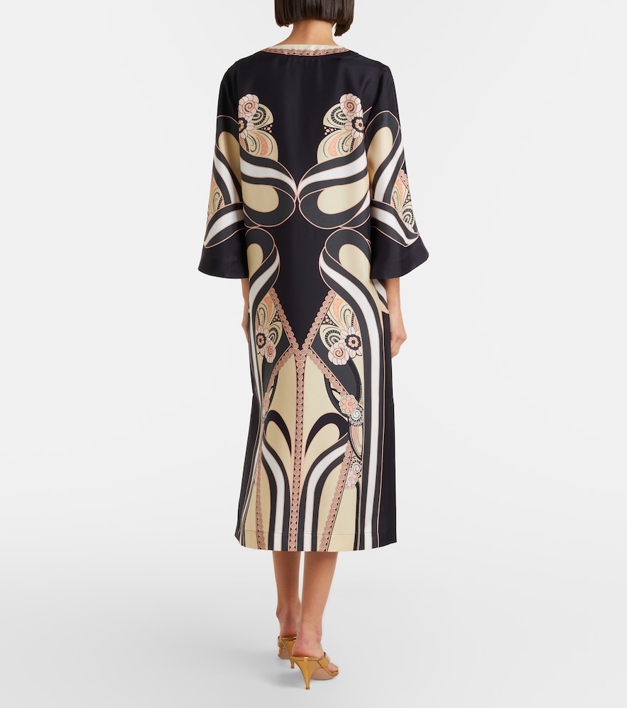 The printed silk twill kaftan
