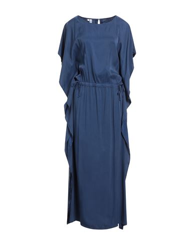 Woman Maxi dress Navy Size M Cupro, Rayon, Rubber