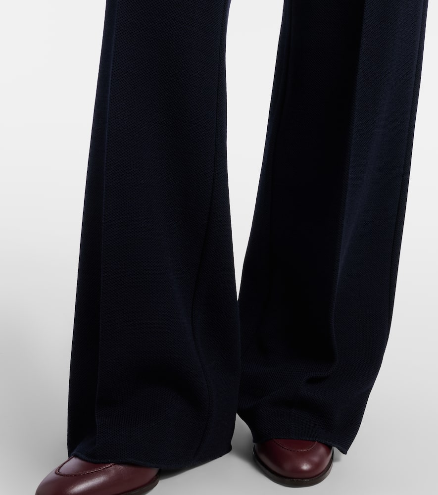 Attinia virgin wool piqué wide-leg pants