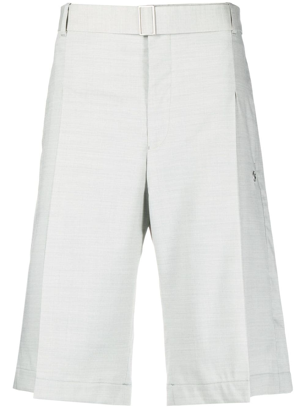 Pleated Wool Blend Shorts — Grey