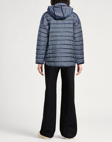 Woman Puffer Blue Size 6 Linen, Cotton, Elastane