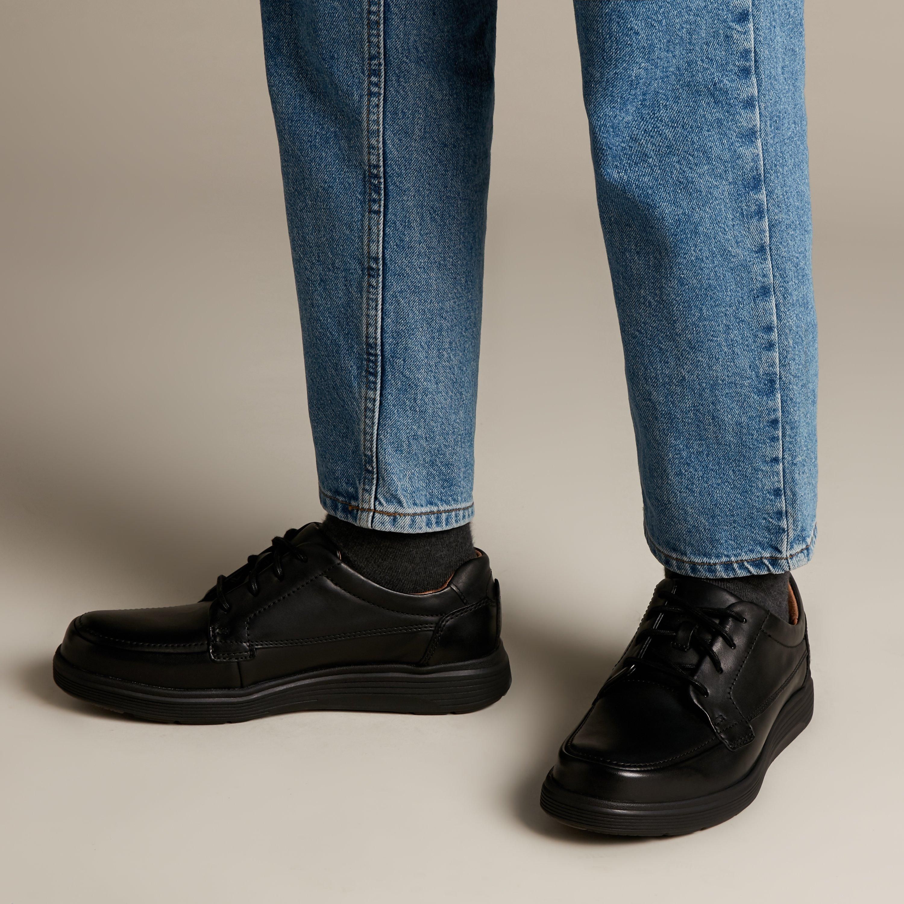 Clarks Men's Un Abode Ease Black Leather Derby Shoes, Lace Up | : 11/Wide Fit