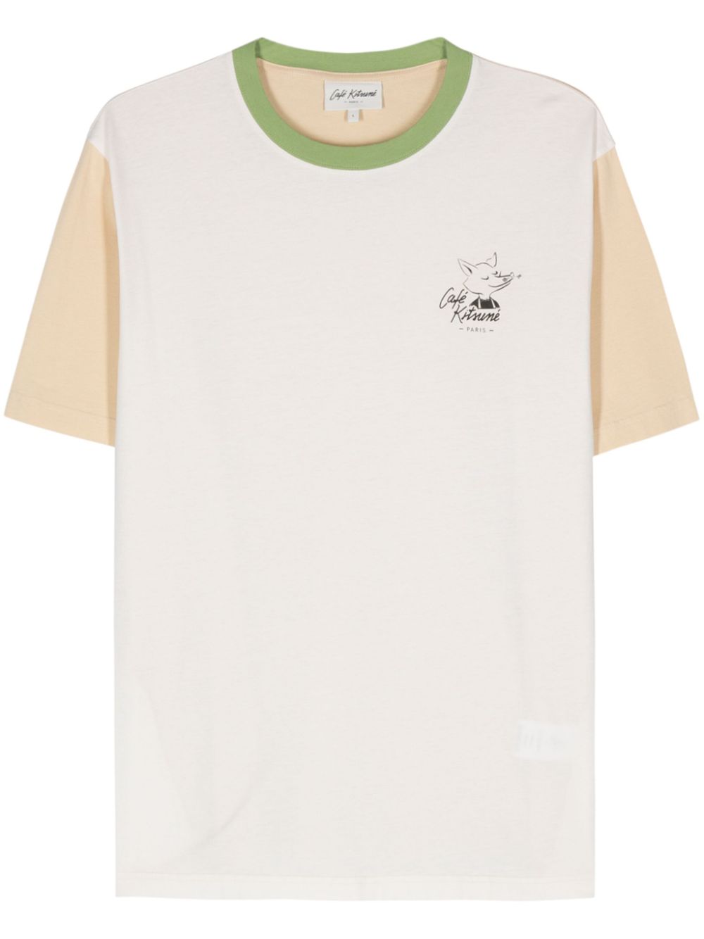 Café Kitsuné-print colourblock T-shirt - Neutrals