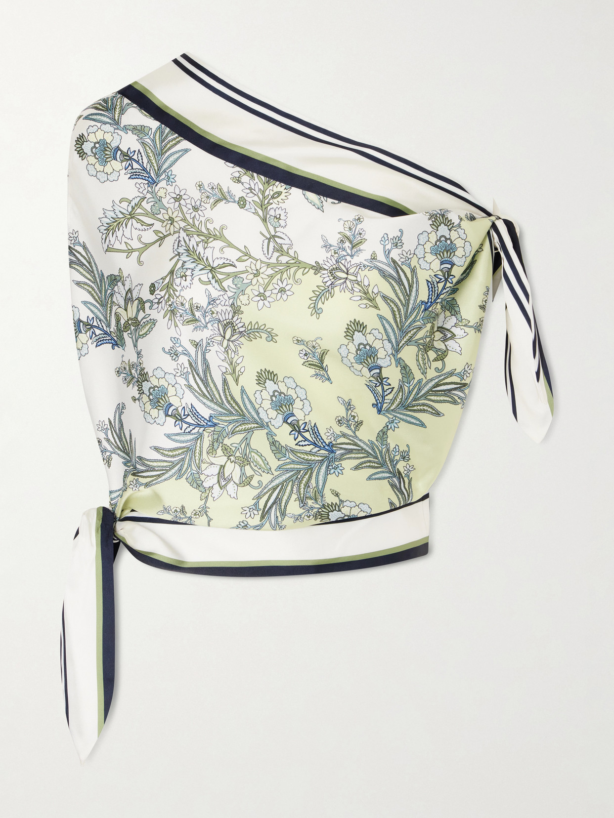 Tari One-shoulder Printed Twill Blouse - Green