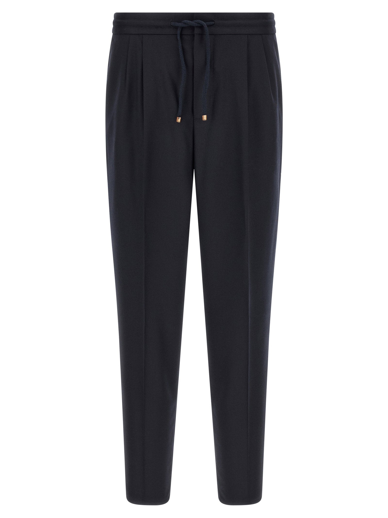 Virgin Wool Flannel Trousers — Navy