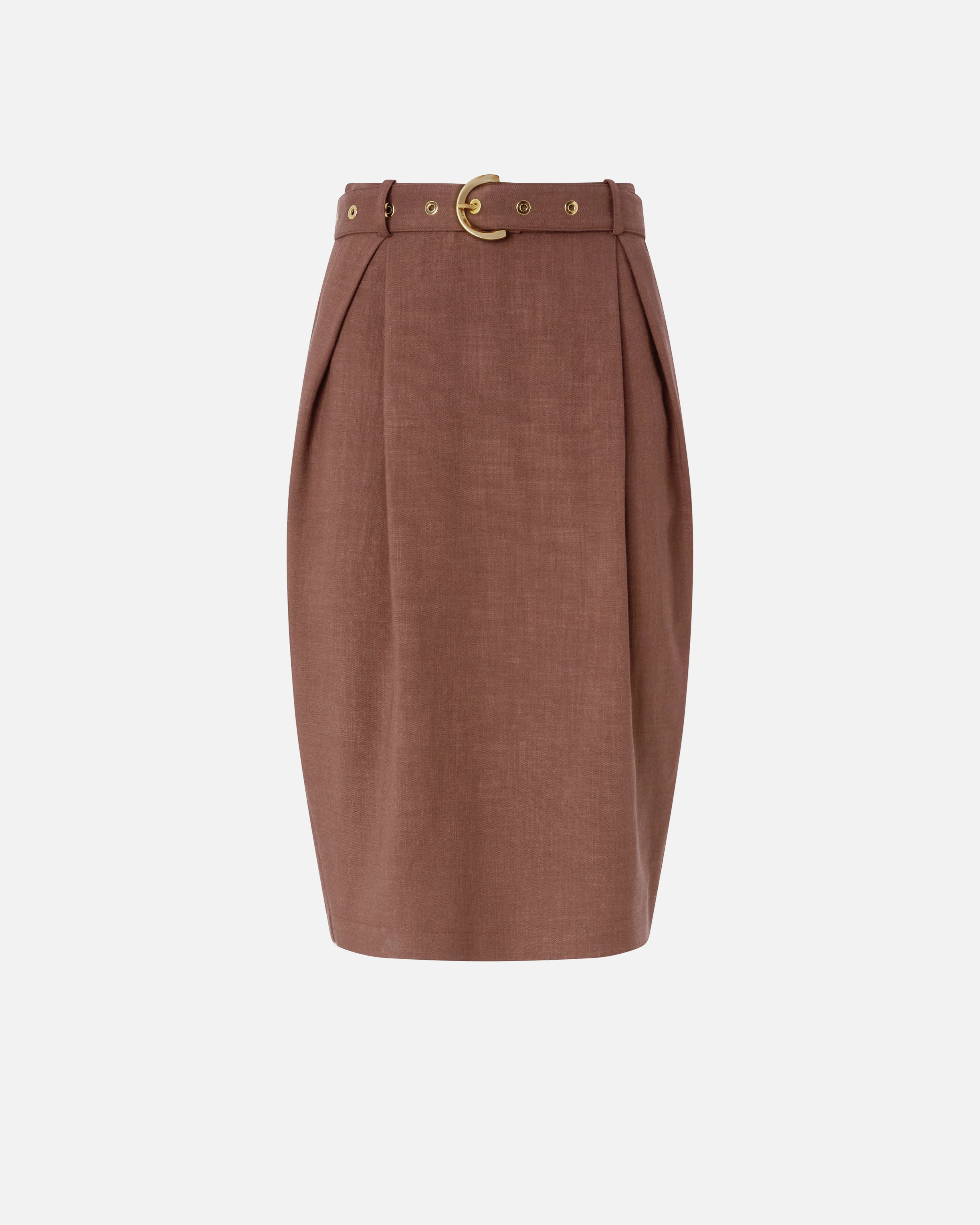 Slim-fitting calf-length skirt with belt - 36