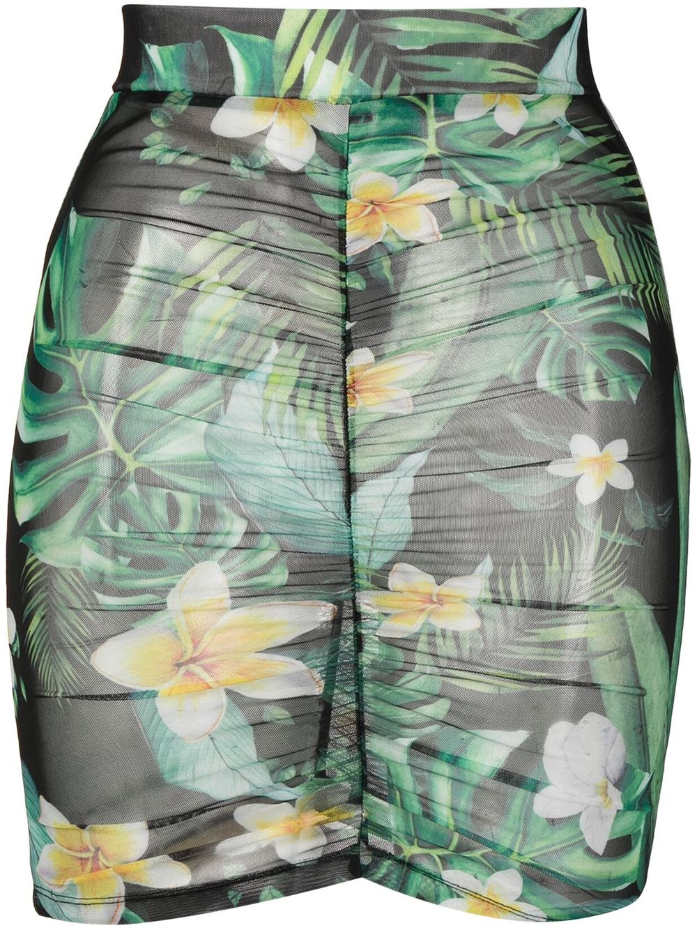 Graphic-print ruched skirt - Green