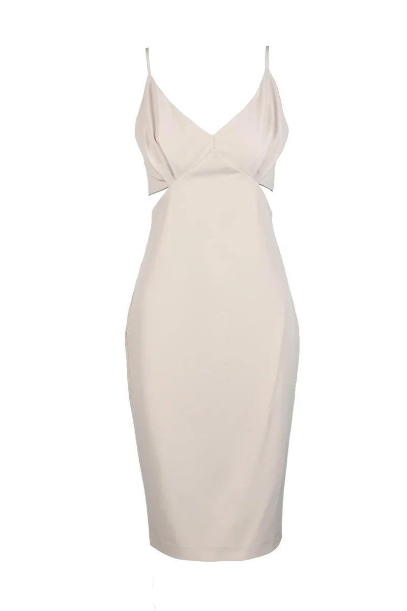 Beige Sheath Dress Stretch