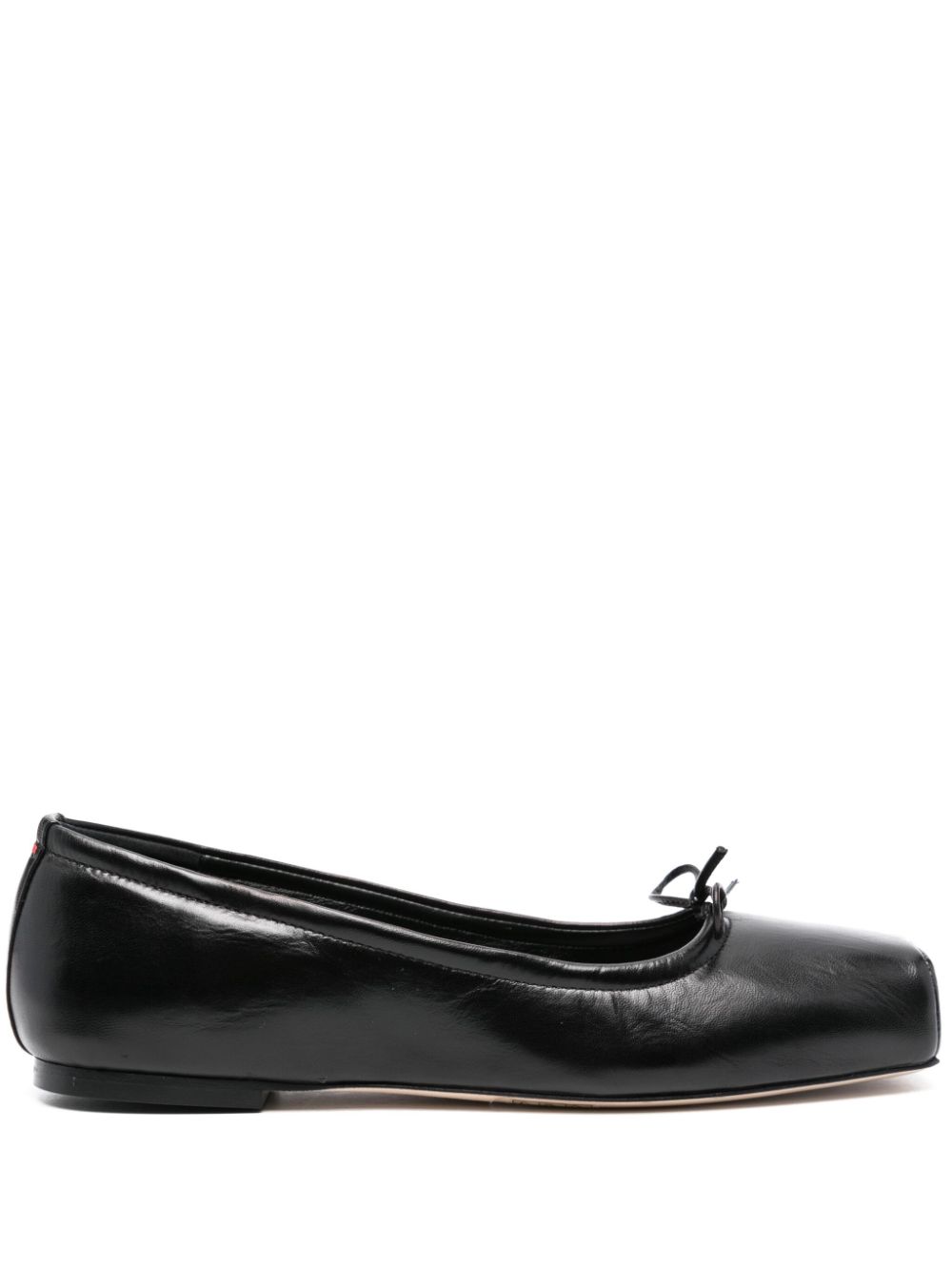 Square-toe leather ballerina shoes - Black