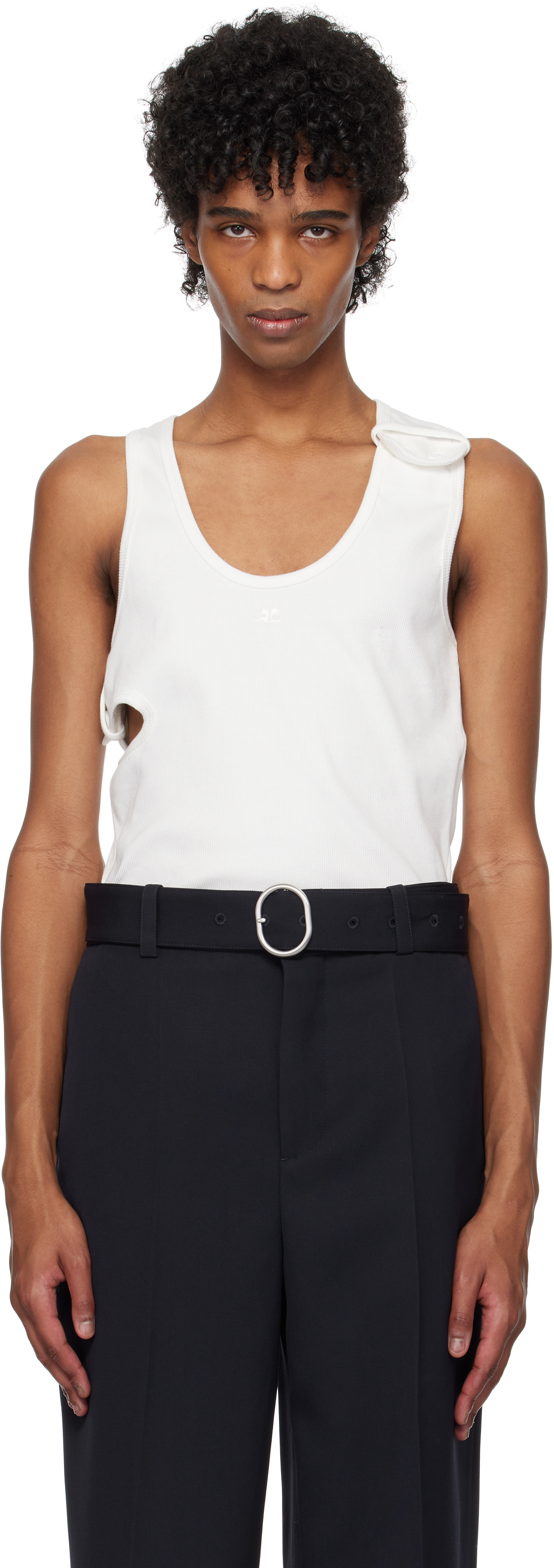 Courrèges White 90's Rib Cut Out Tank Top