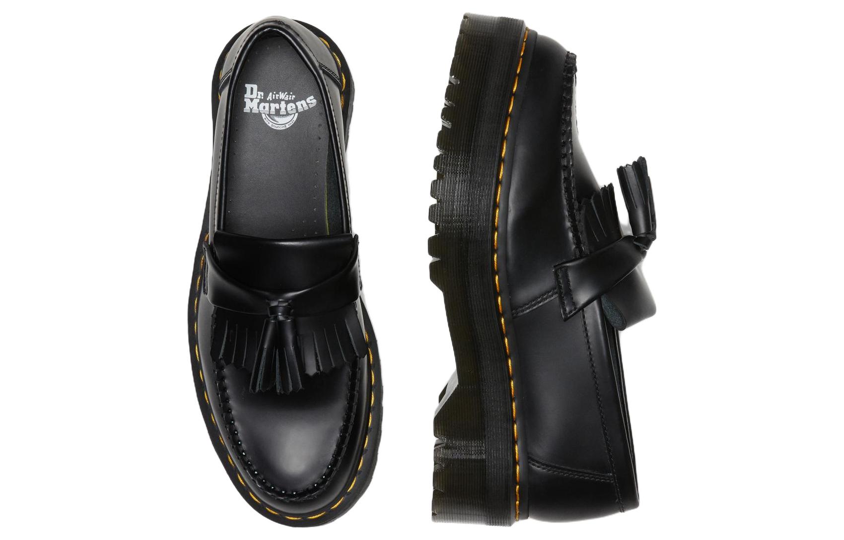 Adrian Leather Platform Tassel Loafers 'Black Smooth'