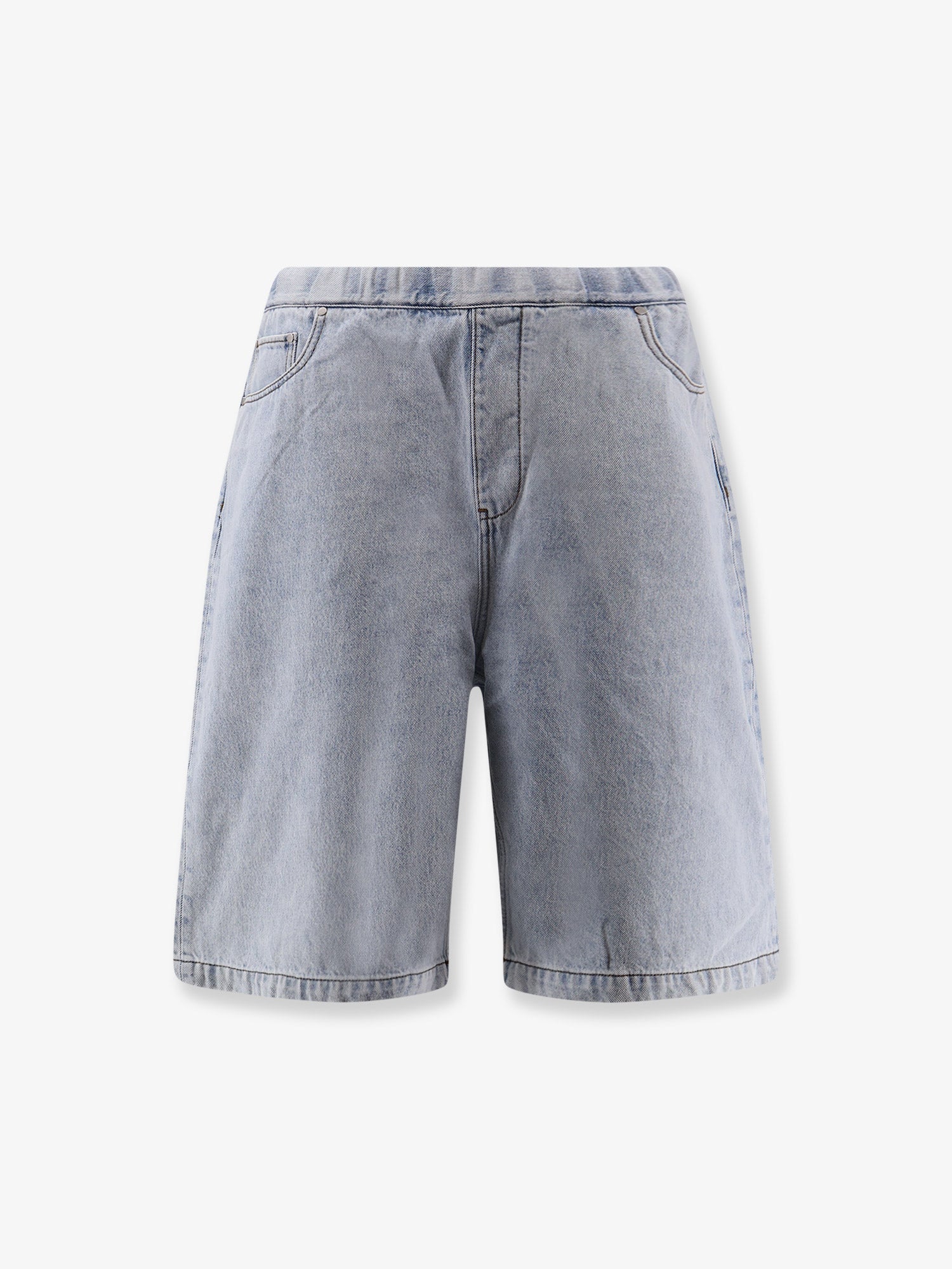 Light-Washed Denim Bermuda Shorts — Blue