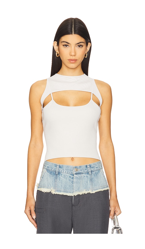PRIVATE POLICY Mesh Harness Tank Top in White. Größe XS. Also in