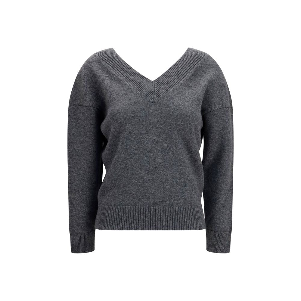 Cashmere V-Neck Sweater — Gray