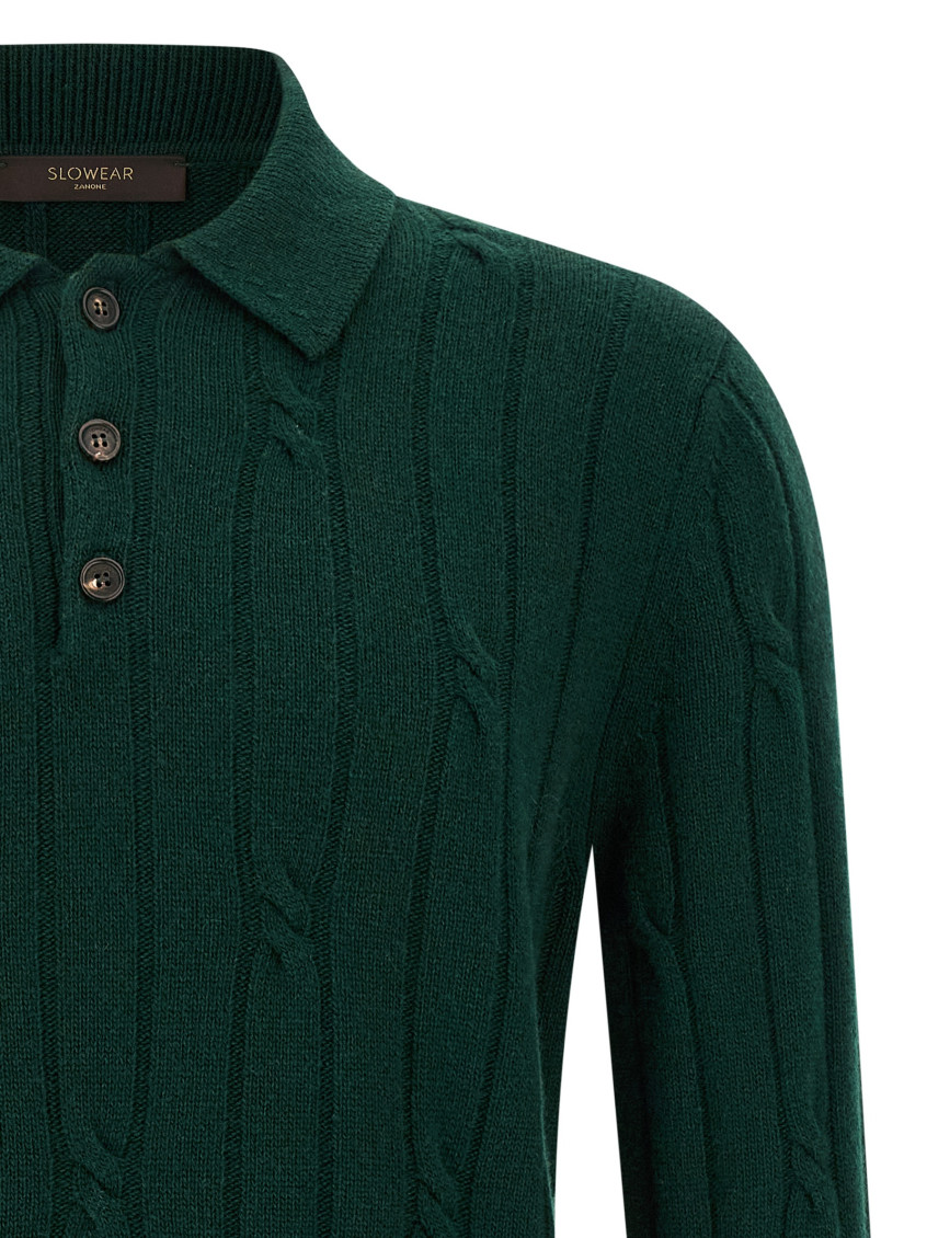 Braided Wool Polo Shirt