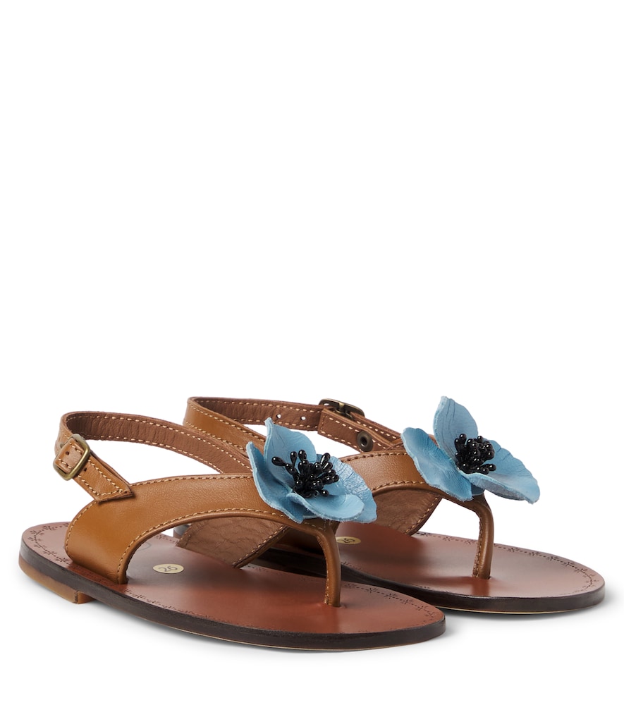 PèPè Juliette floral-appliqué leather sandals