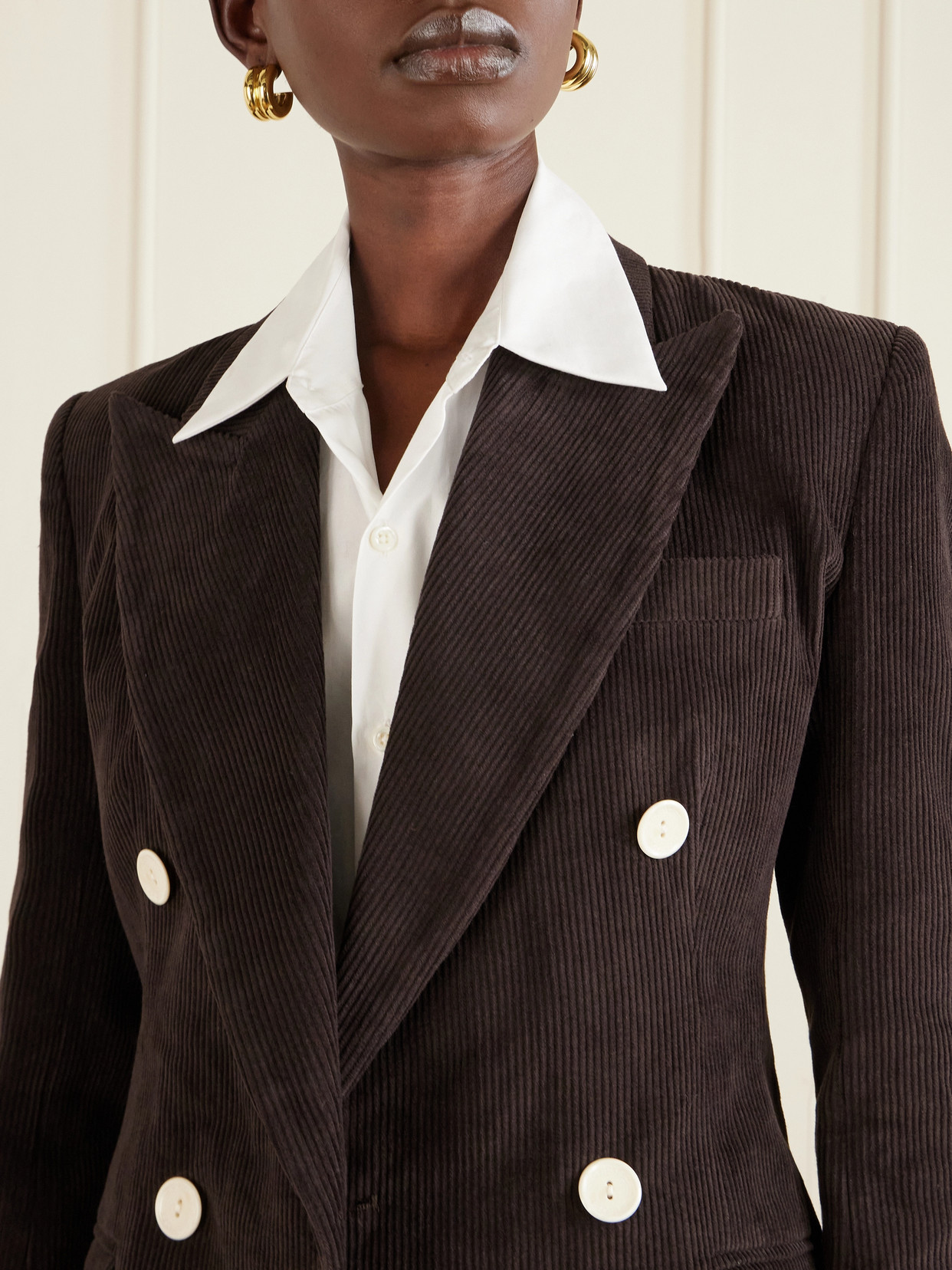 S. S. Daley - Eilidh Double-breasted Cotton-corduroy Blazer - Brown