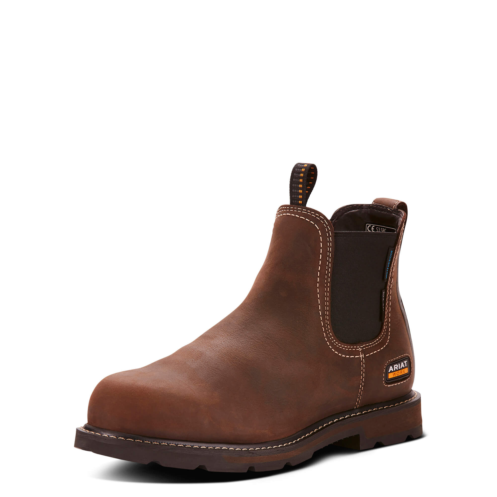 Men's Groundbreaker Chelsea Waterproof Steel Toe Work Boots in Dark Brown, D Medium Width