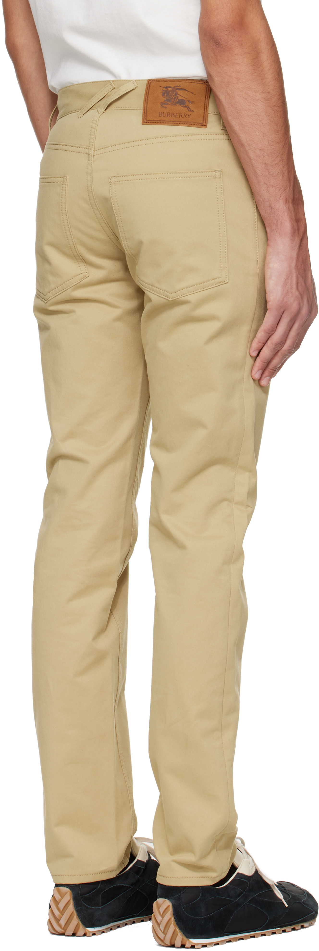 Beige Logo Patch Jeans