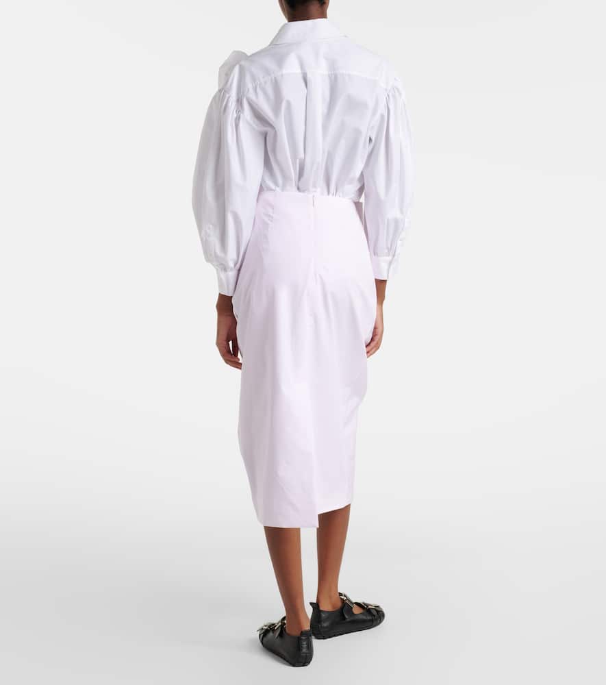 Pleated cotton pencil skirt