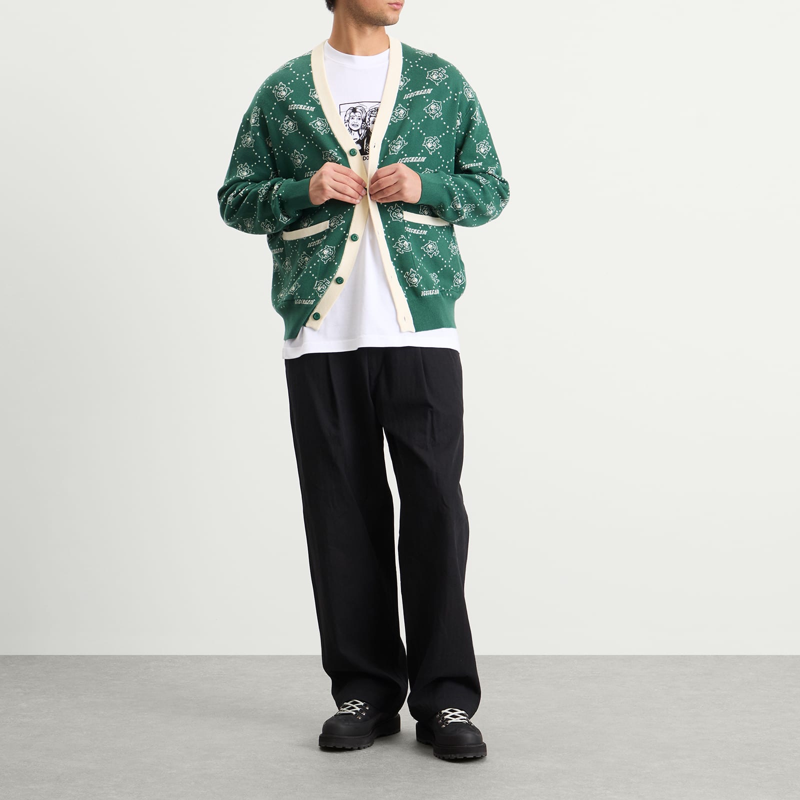 Men's Monogram Knit Cardigan Green