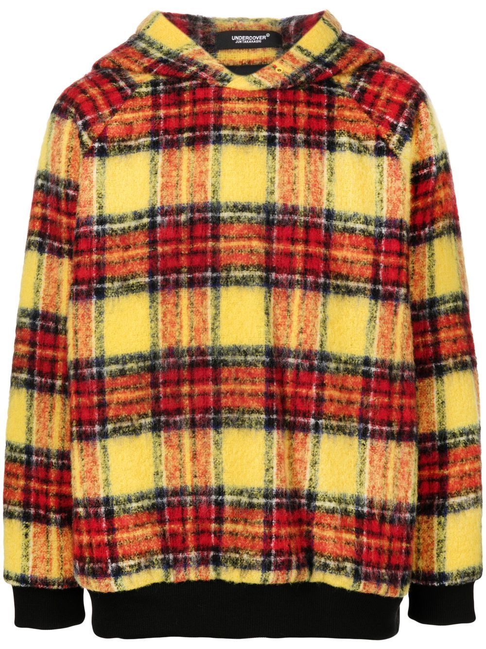 Plaid-check print hoodie - Yellow