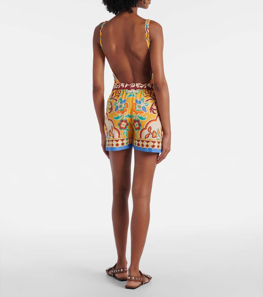Printed cotton and silk shorts