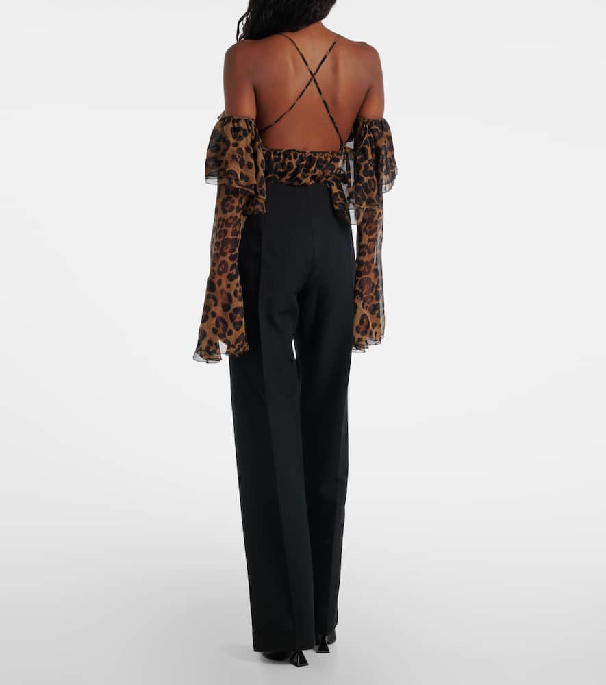 Embellished crêpe cady flared pants