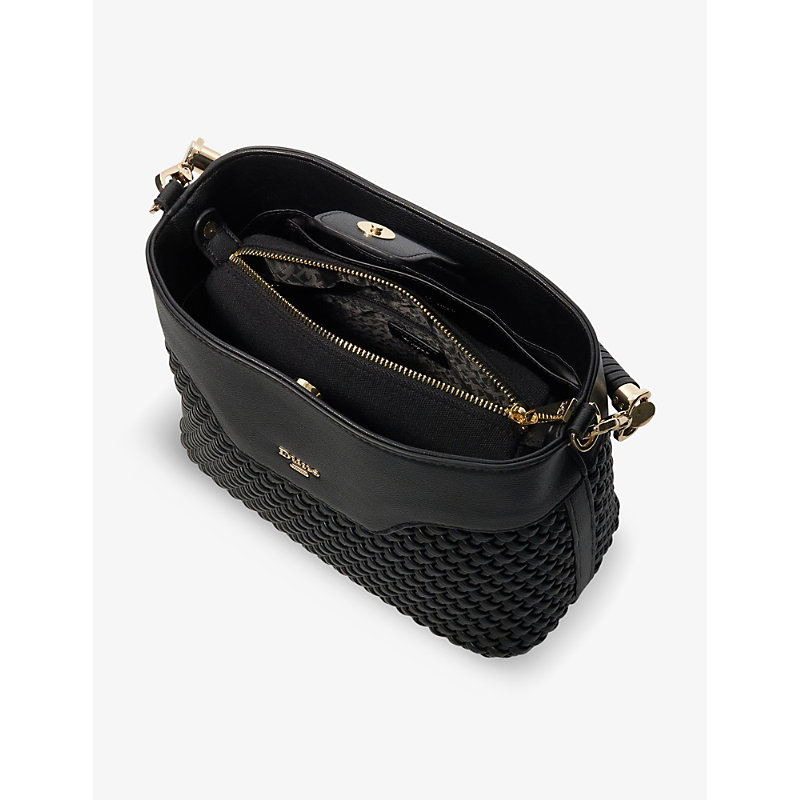 Womens Black-synthetic Dinidelphi Medium Woven Faux-leather Shoulder bag 