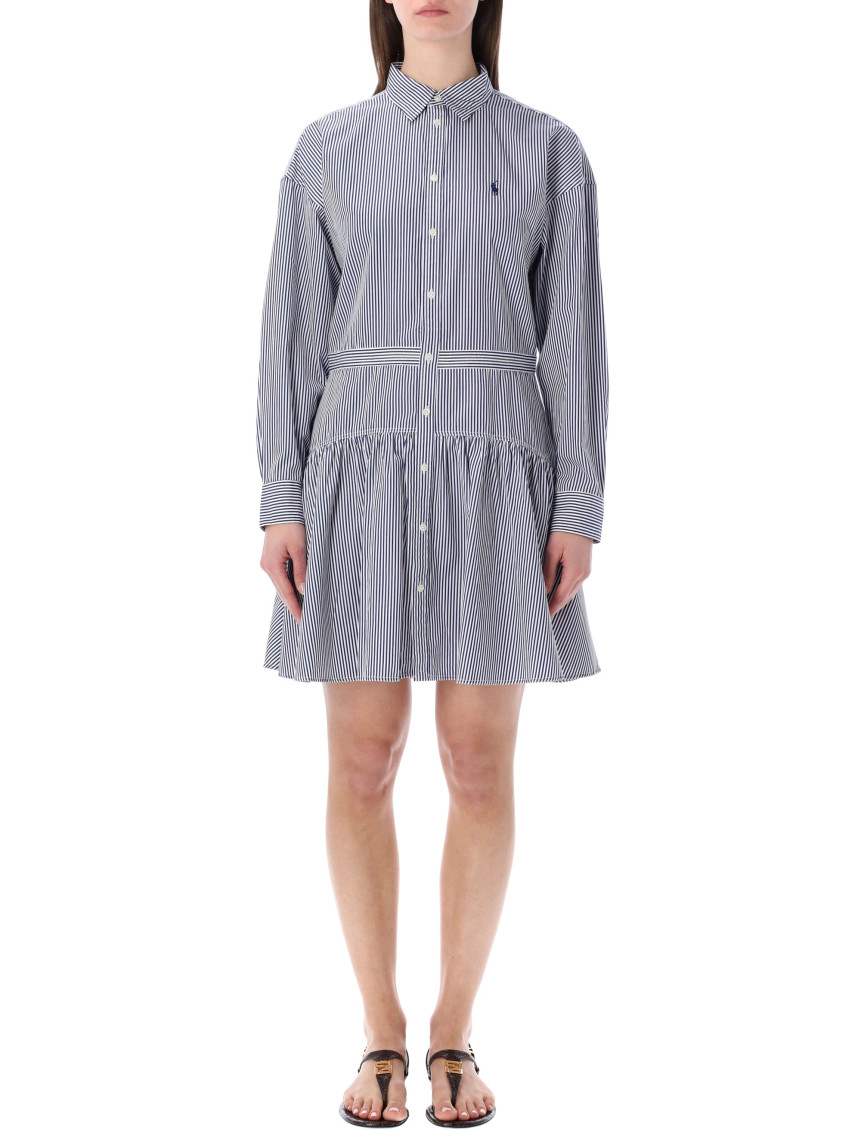 Blue Stripes Mini Shirt Dress