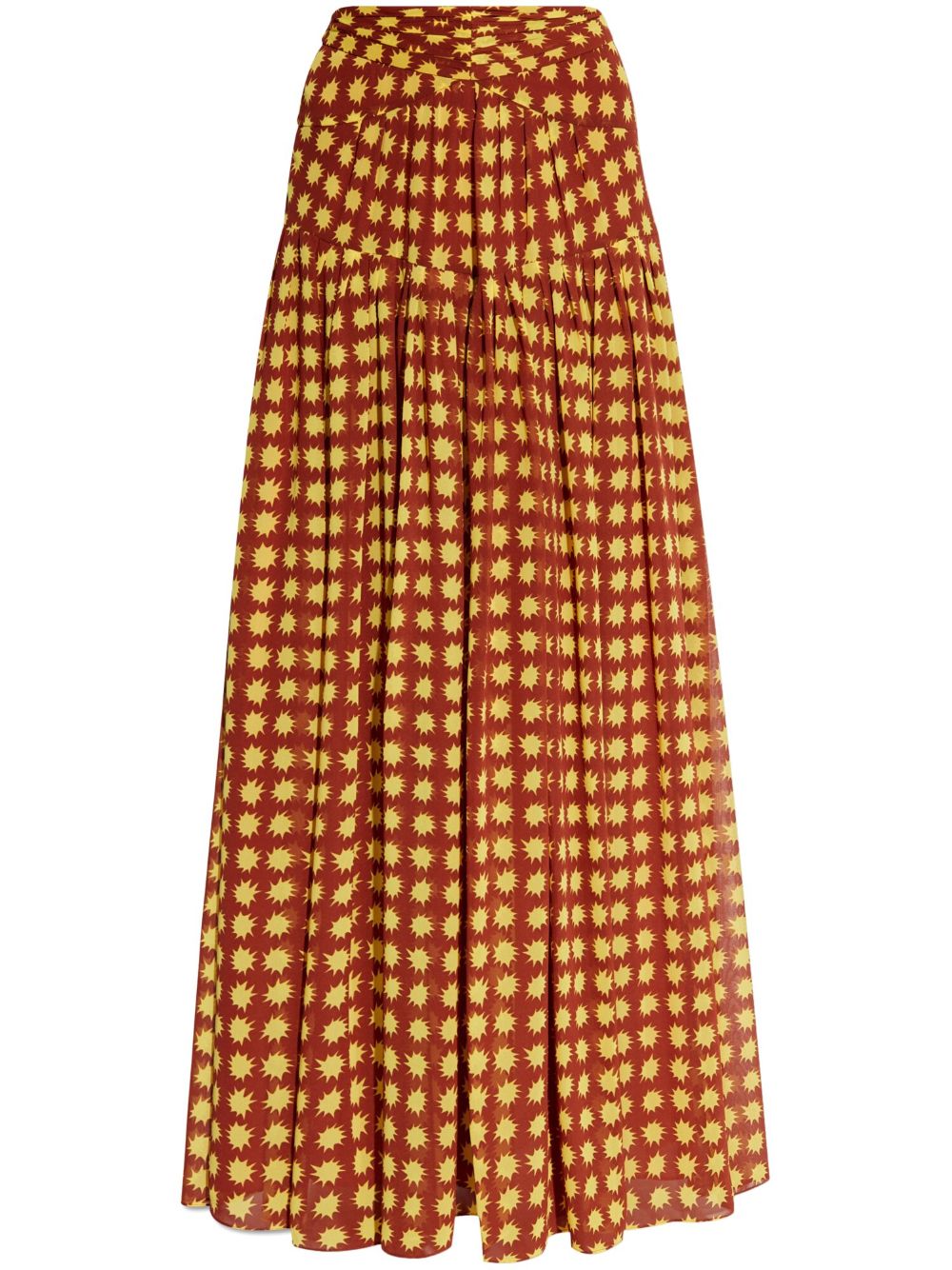 Graphic-print maxi skirt - Brown