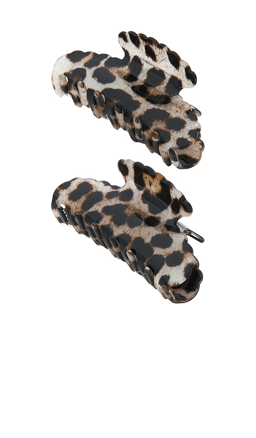 Loeffler Randall Loeffler Yuri Scallop Acetate Clip Set in Brushed Leopard. a