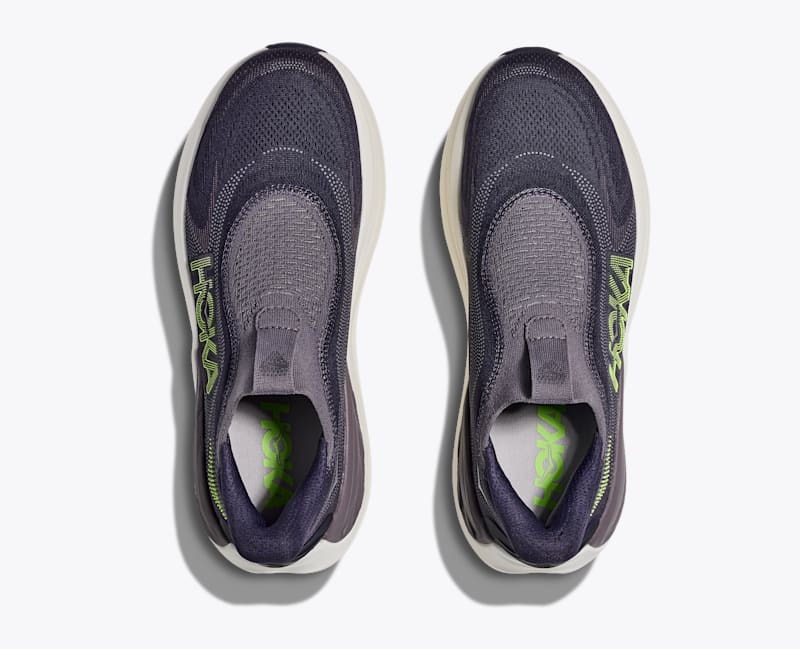 HOKA Men's Skyward Laceless Shoes in Squid Ink/Neon Yuzu