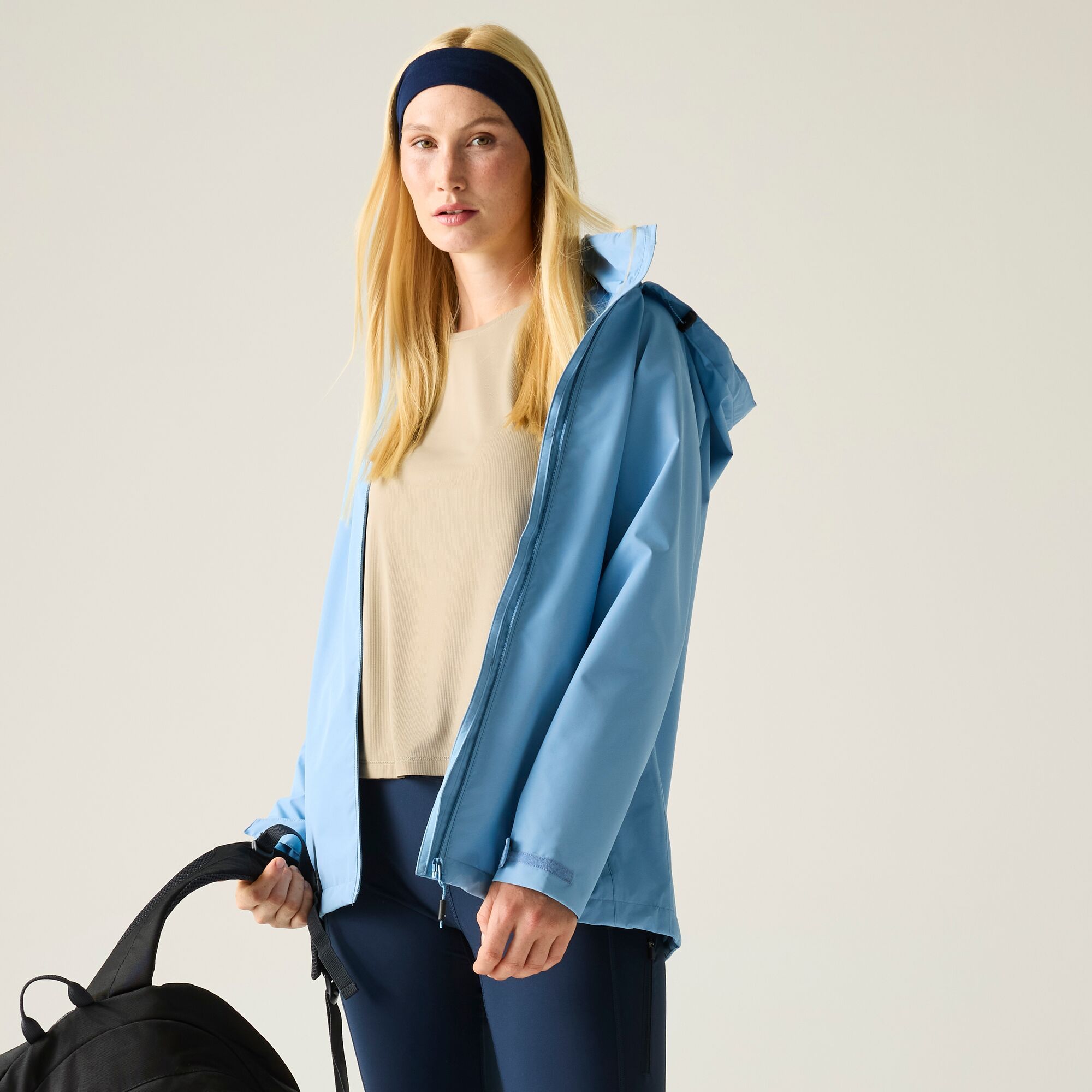 Regatta Daysha Ii Waterproof Hooded Shell Jacket In Light Blue