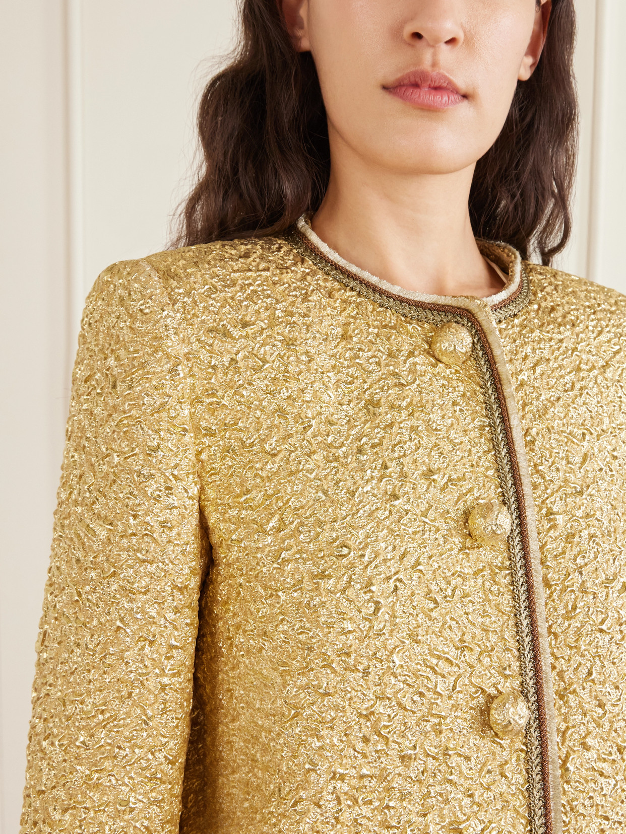 Metallic Cloqué-jacquard Jacket - Gold