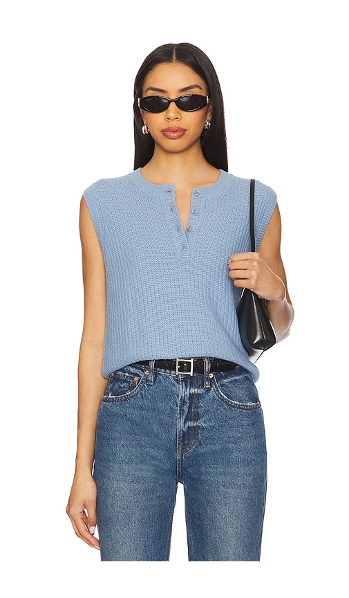 Stitches & Stripes Frampton Henley Vest in Baby Blue. Größe XS. Also in