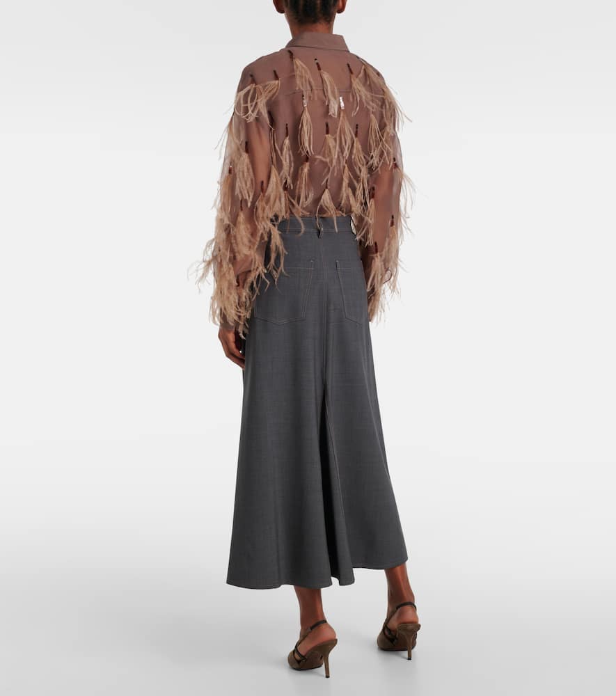 Wool-blend midi skirt