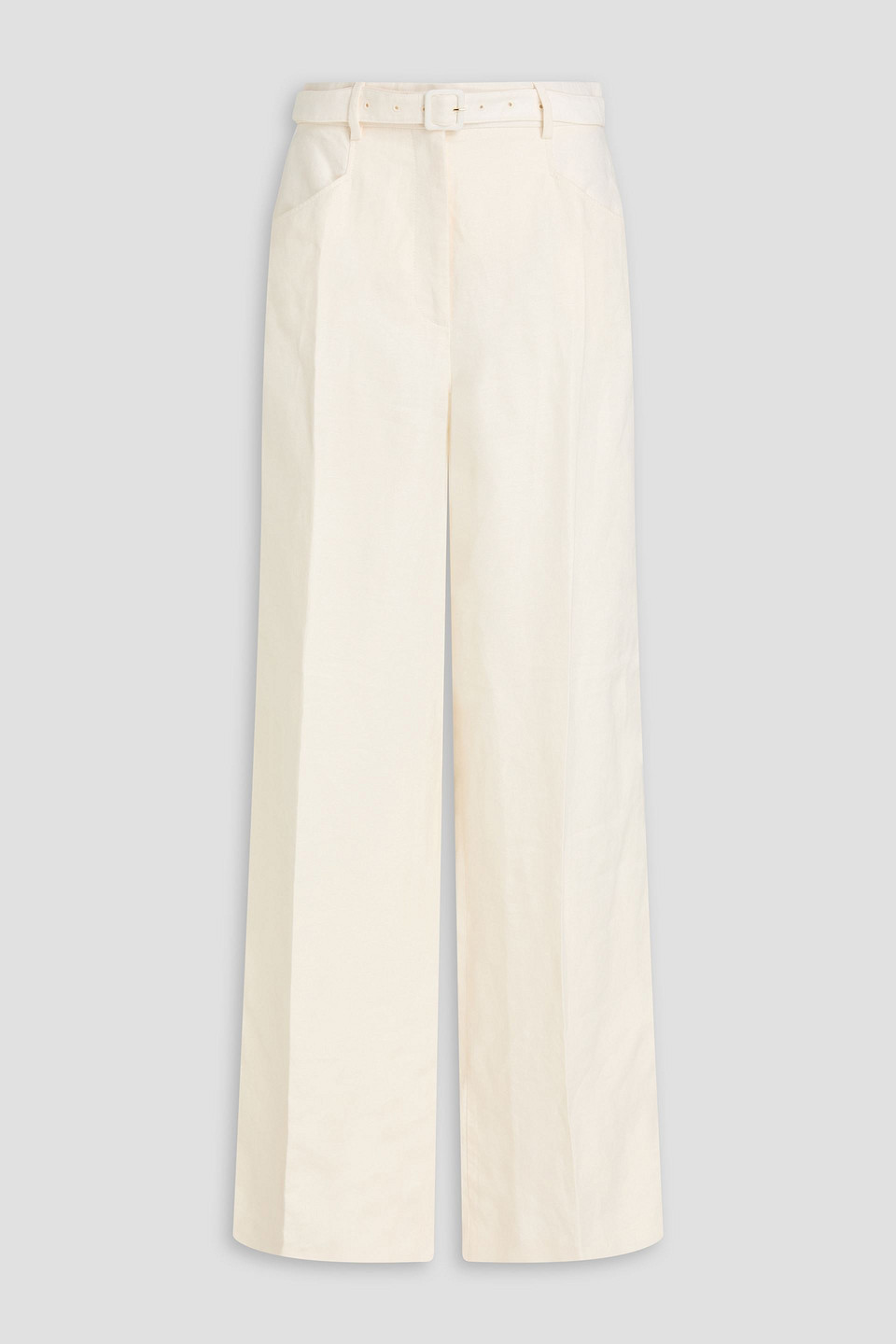 Norman belted linen-twill straight-leg pants - White - IT 42