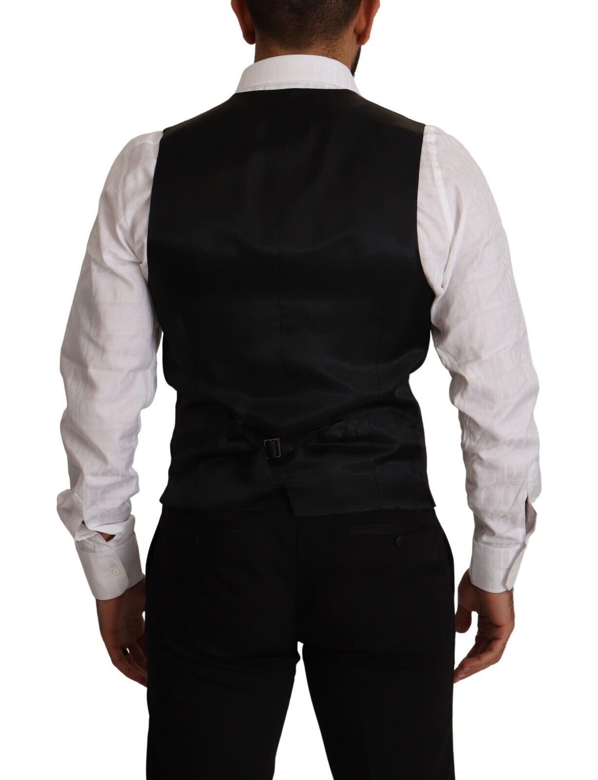 Virgin Wool Stretch Vest — Blue