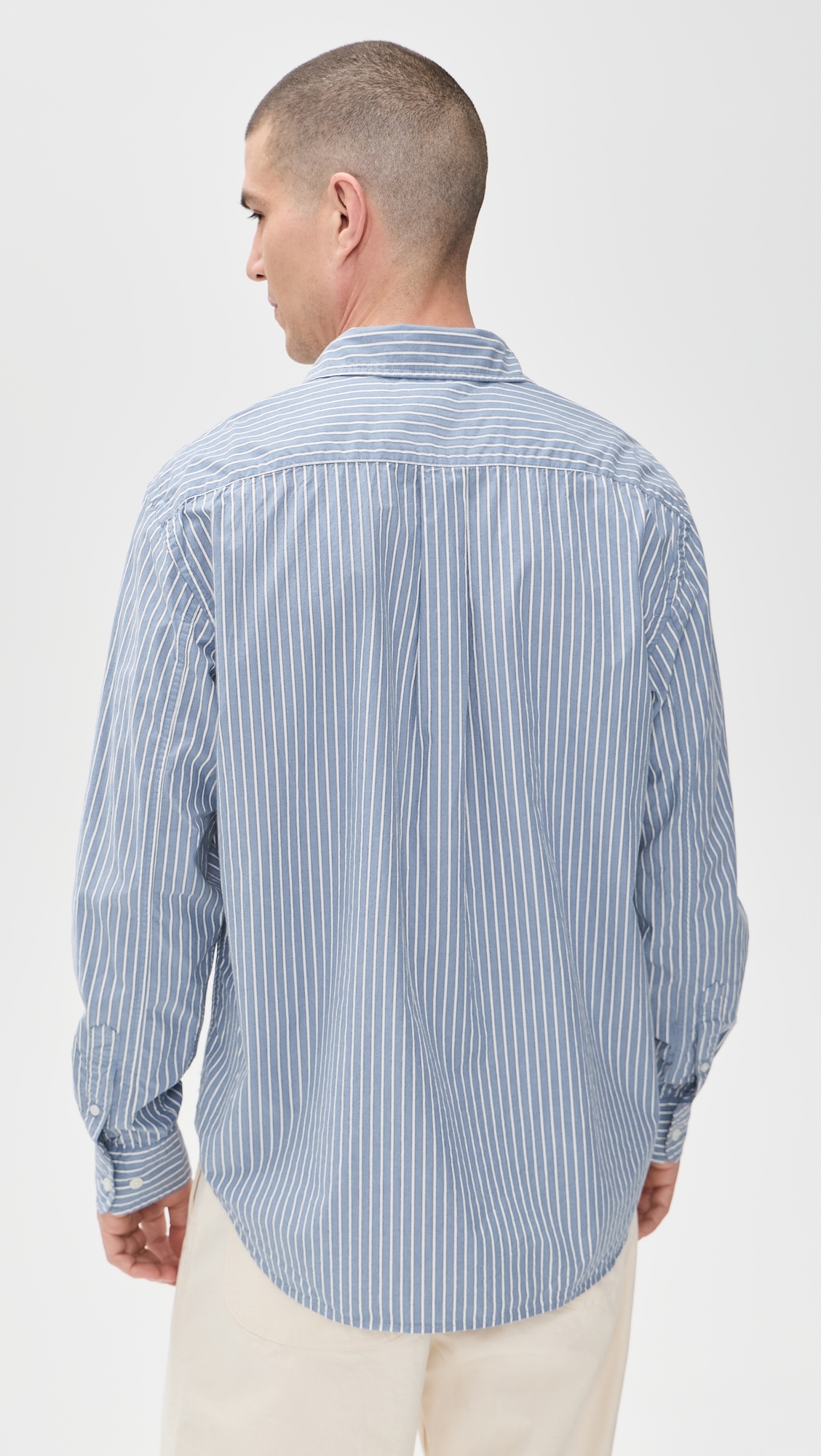Long Sleeve Poplin Shirt Blue Stripe