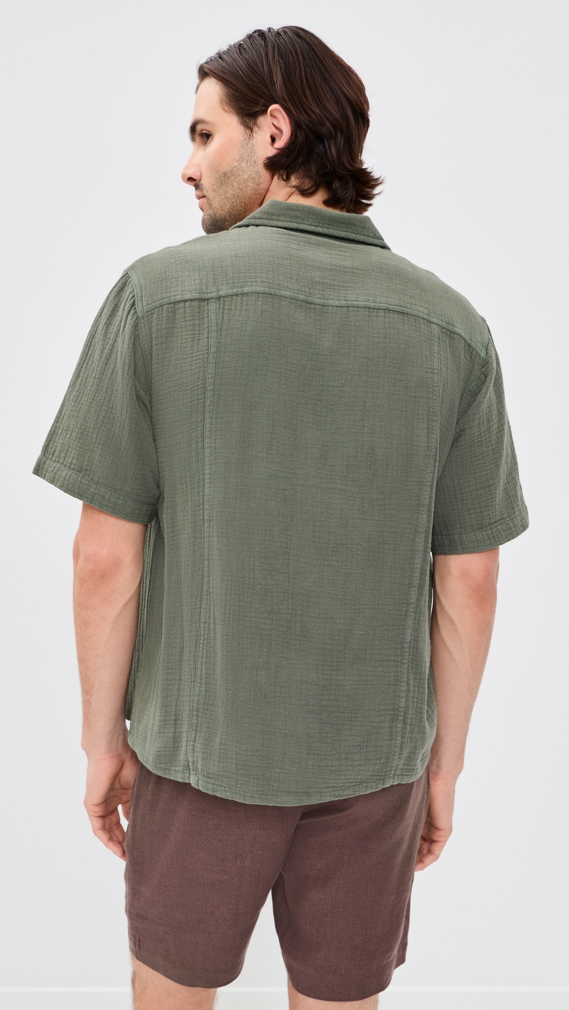 Double Cloth Short Sleeve Top Army