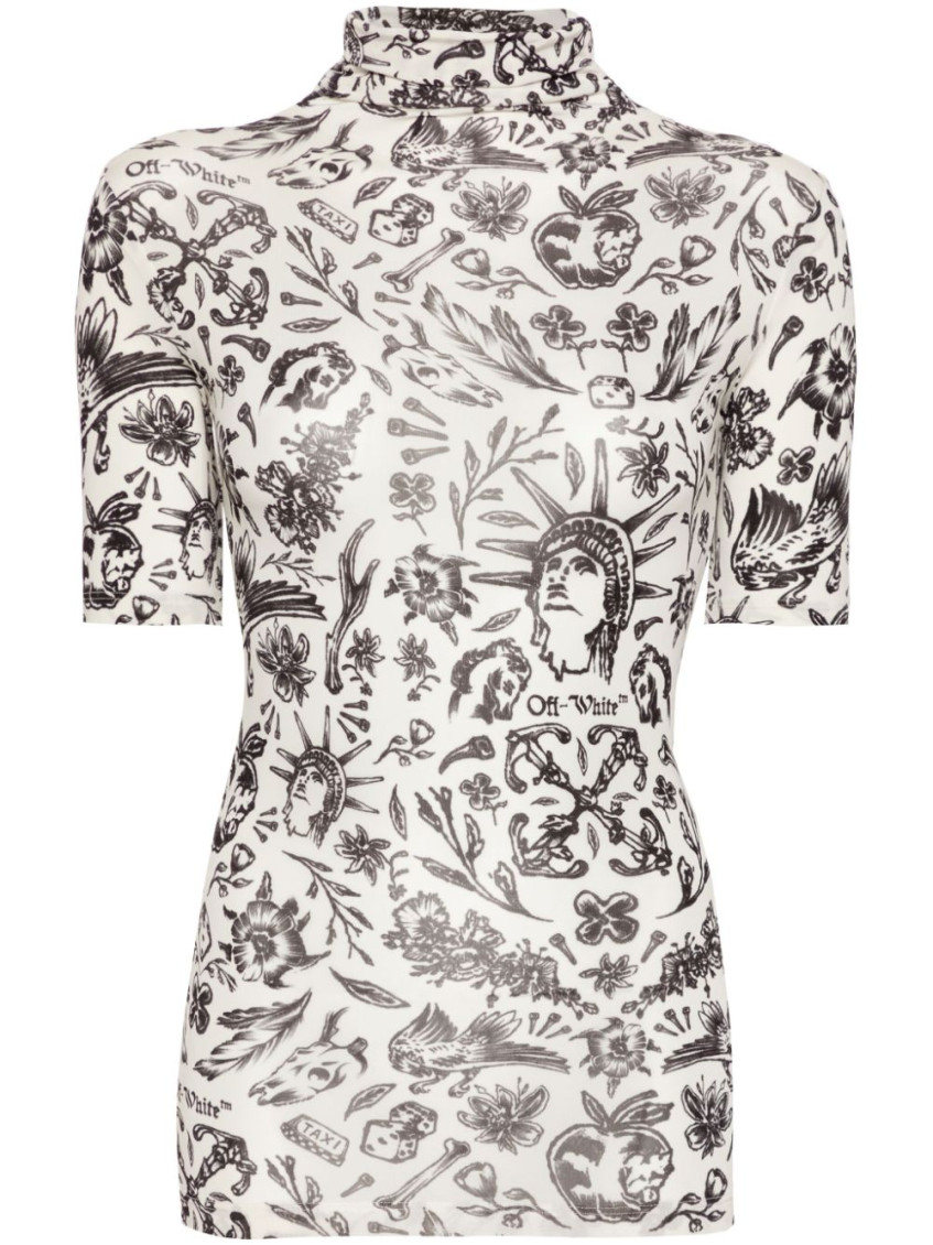 All-over Printed High Neck Top