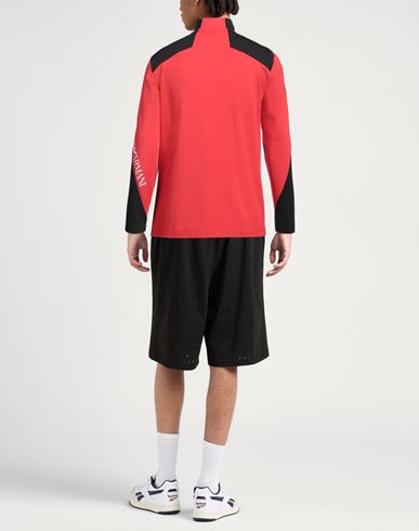 Ea7 Man Sweatshirt Red Size XL Polyester, Elastane