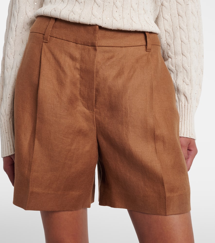 Mid-rise linen Bermuda shorts