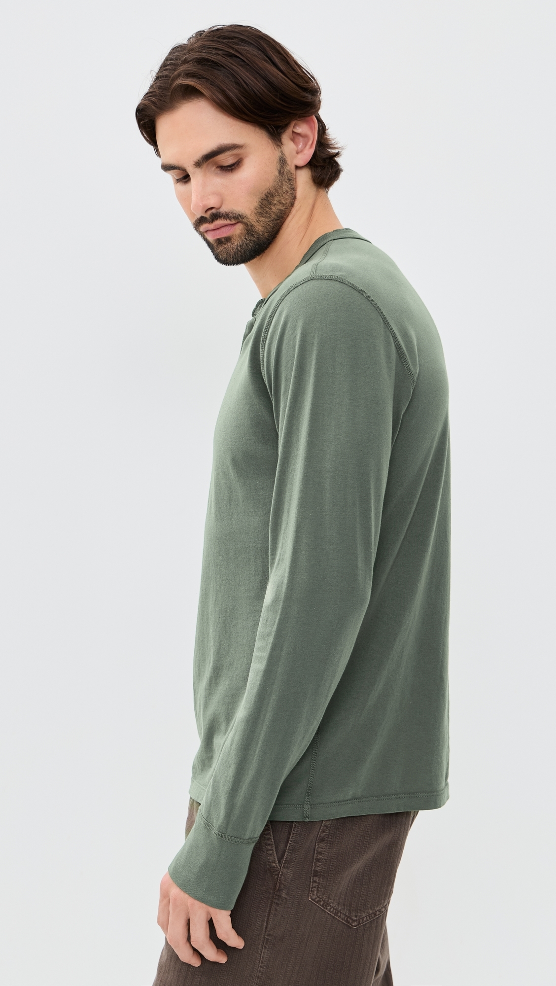 Long Sleeve Supima Jersey Henley Basil