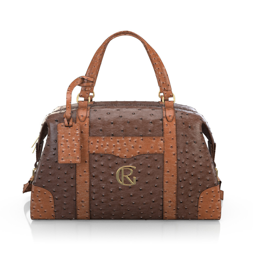 Custom Women's Duffle Bag - Brown Stamped leather - GIROTTI
