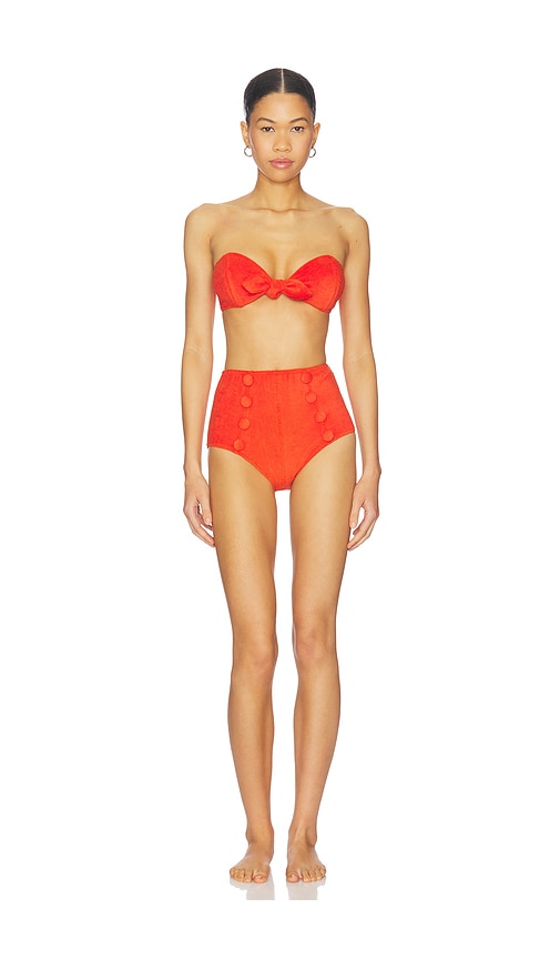 Lisa Marie Fernandez Poppy High Waist Bikini Set in Red. - M also in L