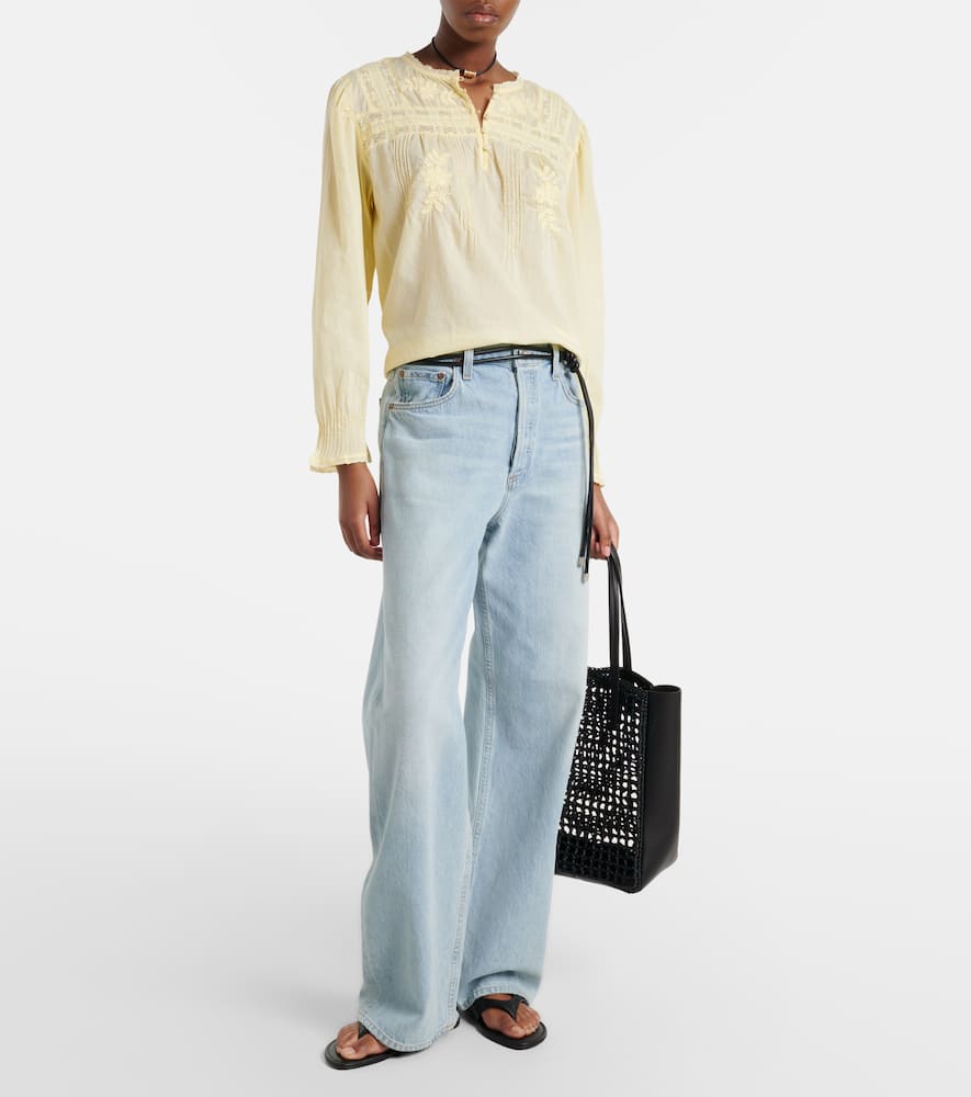 Byrdie lace-trimmed cotton blouse