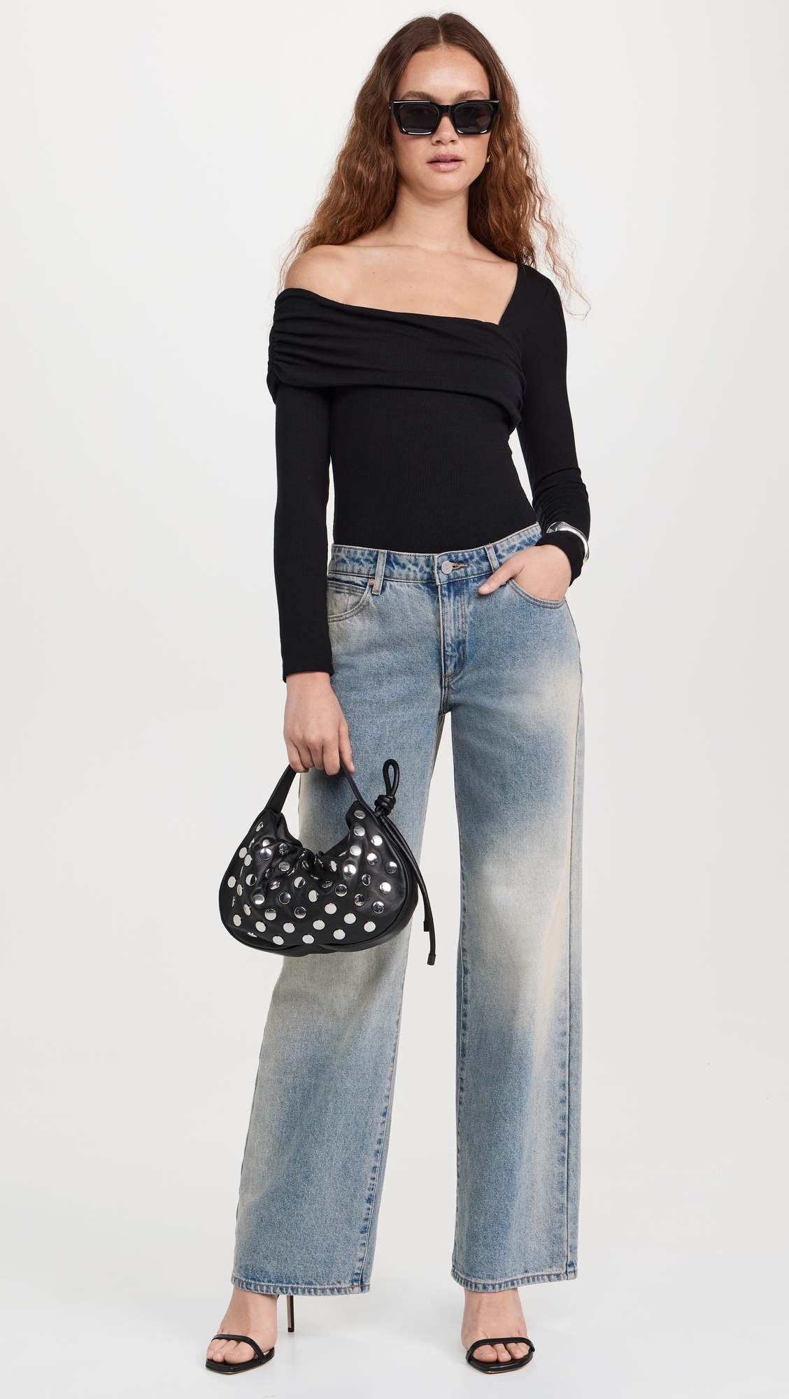 Ambitionist 여성 Off Shoulder Thong Bodysuit Black